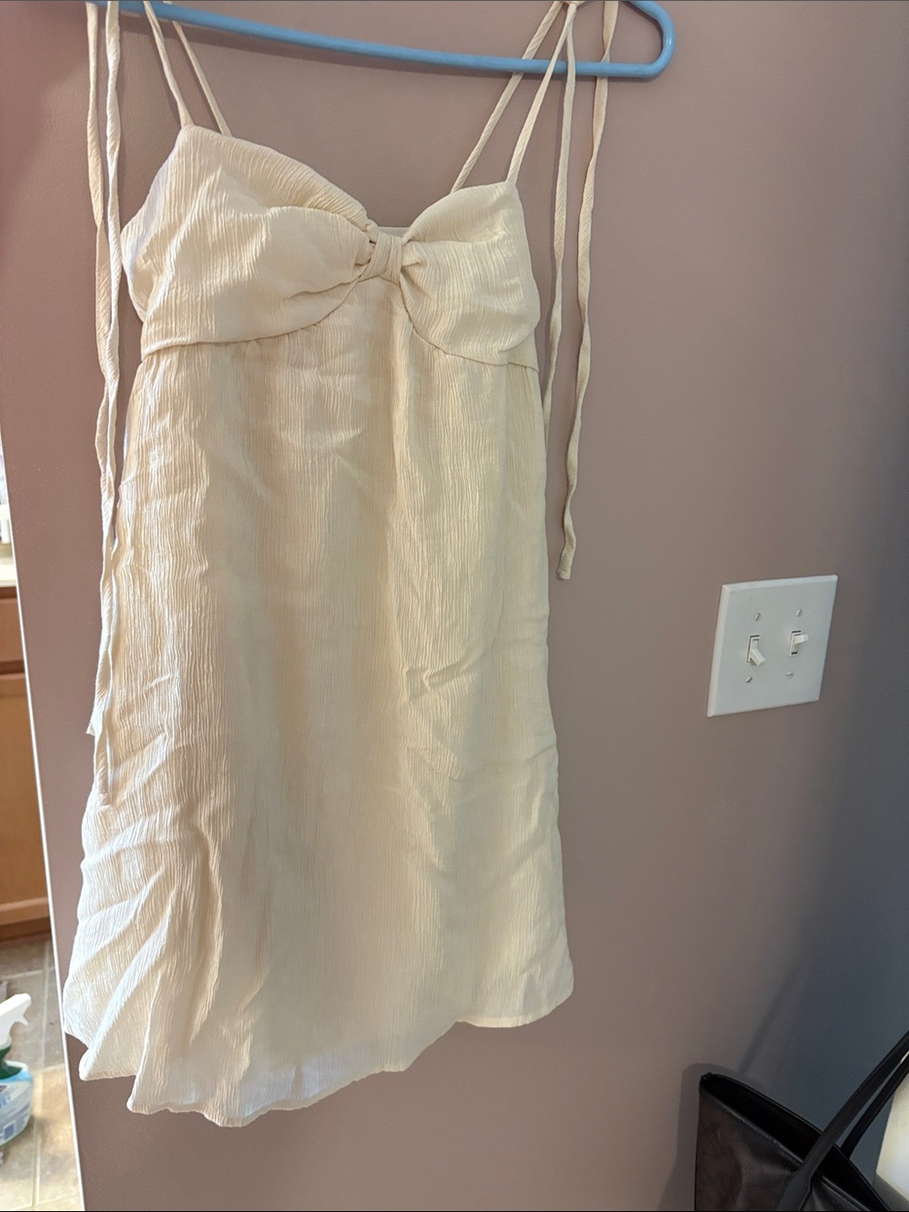 SHEIN Cream Tie-Front Slip Dress with Adjustable Straps